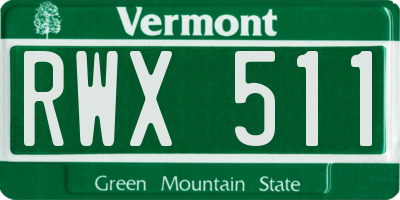 VT license plate RWX511