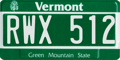 VT license plate RWX512