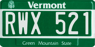 VT license plate RWX521