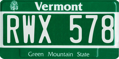 VT license plate RWX578