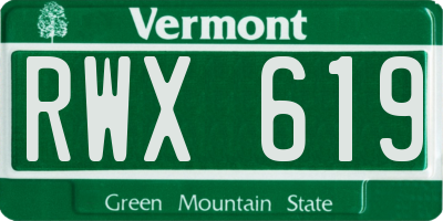 VT license plate RWX619