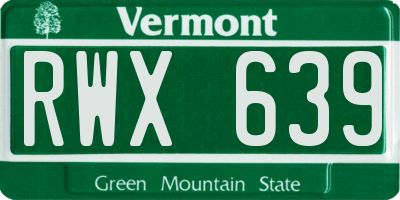 VT license plate RWX639