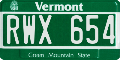 VT license plate RWX654