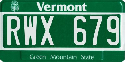 VT license plate RWX679
