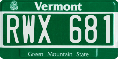 VT license plate RWX681