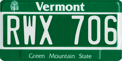 VT license plate RWX706