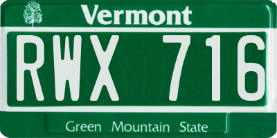 VT license plate RWX716