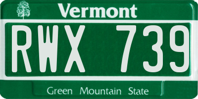 VT license plate RWX739