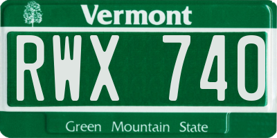 VT license plate RWX740
