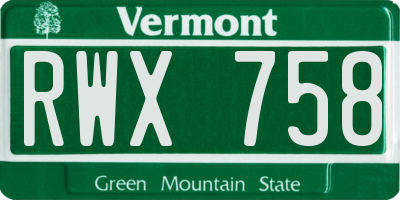 VT license plate RWX758