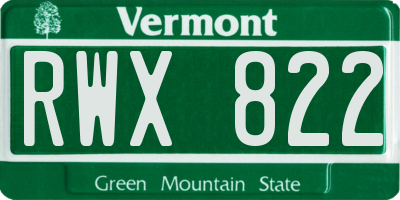 VT license plate RWX822