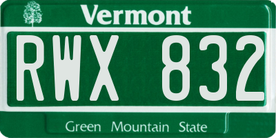 VT license plate RWX832