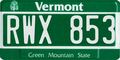 VT license plate RWX853