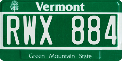 VT license plate RWX884