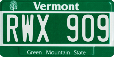 VT license plate RWX909