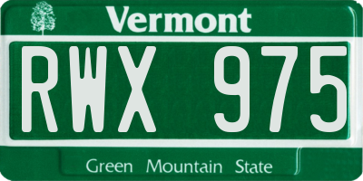 VT license plate RWX975