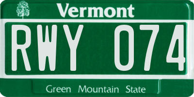 VT license plate RWY074