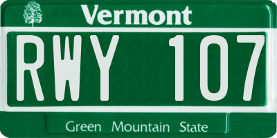 VT license plate RWY107