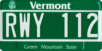 VT license plate RWY112