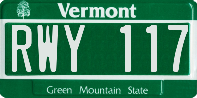 VT license plate RWY117