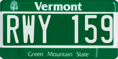 VT license plate RWY159