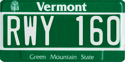 VT license plate RWY160