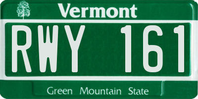 VT license plate RWY161