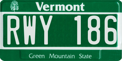 VT license plate RWY186