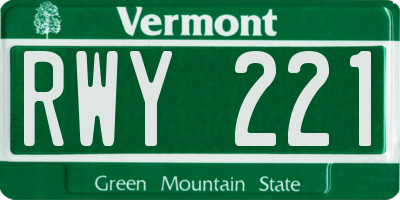 VT license plate RWY221