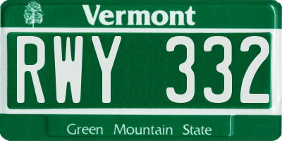 VT license plate RWY332