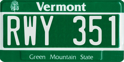 VT license plate RWY351