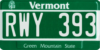 VT license plate RWY393