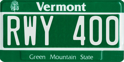 VT license plate RWY400