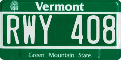 VT license plate RWY408