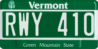 VT license plate RWY410