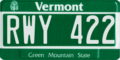 VT license plate RWY422