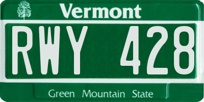 VT license plate RWY428
