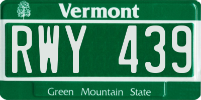 VT license plate RWY439