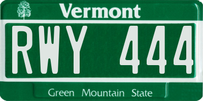 VT license plate RWY444
