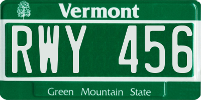 VT license plate RWY456