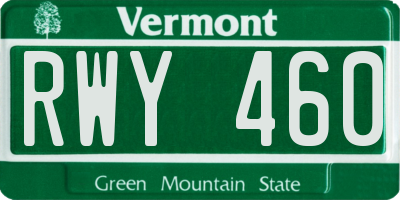 VT license plate RWY460