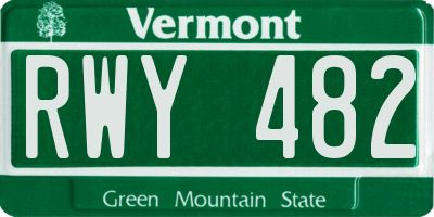 VT license plate RWY482