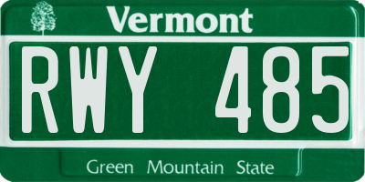 VT license plate RWY485