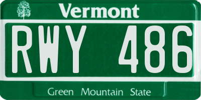 VT license plate RWY486