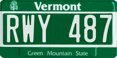 VT license plate RWY487