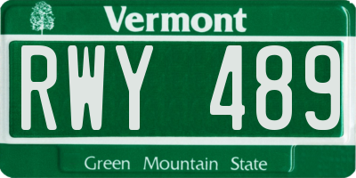 VT license plate RWY489