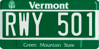 VT license plate RWY501
