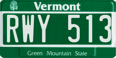 VT license plate RWY513