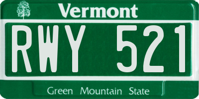 VT license plate RWY521
