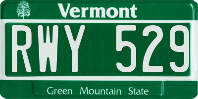 VT license plate RWY529